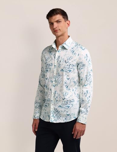 Image of U.S. Polo ASSN. Printed Regular Fit Shirt for Men - 100% Cotton, Breathable & Comfortable, Full Sleeves Casual Shirt for Men