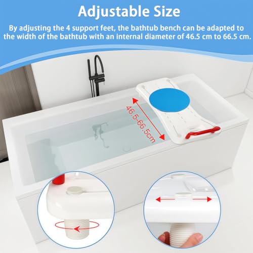 Asiento de bañera para ancianos con mango ergonómico para sentarse de forma segura, se adapta a baños de 16 a 24 pulgadas de ancho, soporta hasta 150 kg