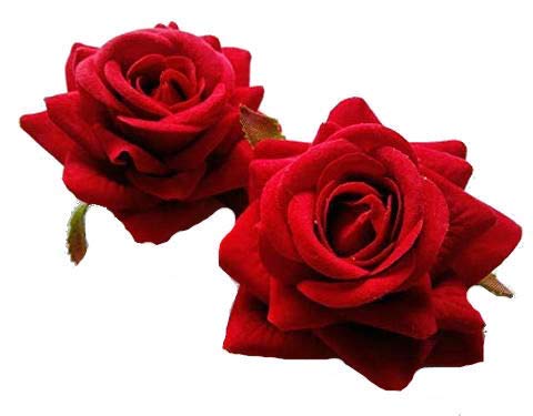 Red Rose Hair Flower Set - Sold as a Pair