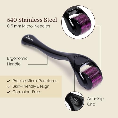 Image of ForMen Derma Roller 0.5mm for Hair & Beard Care | 540 Stainless Steel Needles for Regrowth | Supports Scalp Activation, Repair Damage, Hair Thickness & Beard Grooming