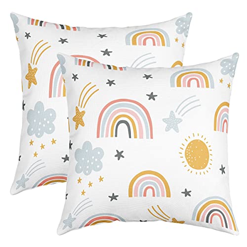 Homewish Regenbogen Kissenbezüge 60x60 Gelb Rosa 2er Set