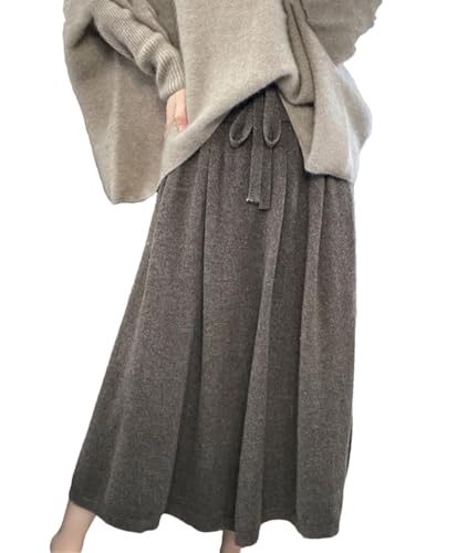 Jupe mi-longue tricotée taille haute ample mode douce pull femmes hiver