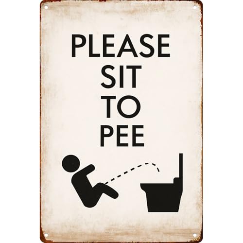 Please Sit To Pee Bathroom Etiquette Signs Posters Funny metal