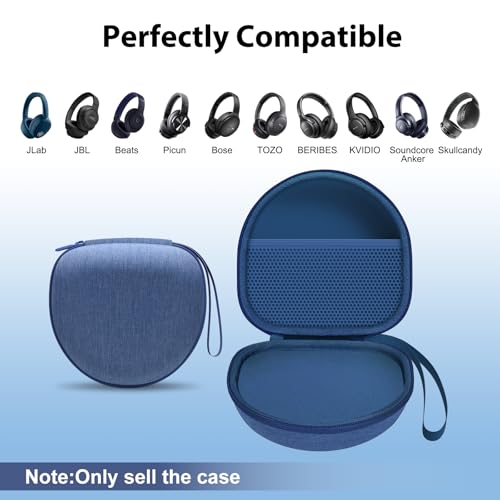 Image of Headphone Headset Case Compatible with JLab JBuds Lux ANC /Beats /JBL /TOZO /BERIBES /Picun /KVIDIO Noise Cancelling Over-Ear Foldable Headphone, Blue
