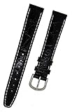 fortis bank Leder Orig.FORTIS Uhrenarmband LEDER schwarz mit weißer Naht KROKO 16mm 8819