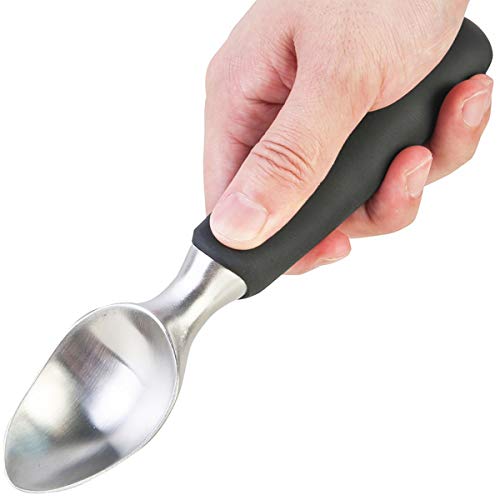 Cjhfamily Pro Ice Cream Scoop, Heavy-Duty Stainless Steel Ice Cream Spade Scooper W/ Non-Slip Rubber Grip, Black (1 Pack) #TOP1