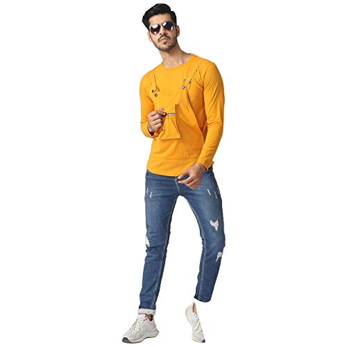 Image of Black Collection Solid Men Dungaree Style Full Sleeve T-Shirt
