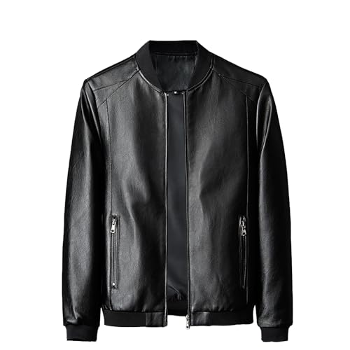 Leather Jacket Men's Motorcycle Jacket with Full Zip Stand-Up Collar Bomber Jacket Very Large Sizes Transition Jacket Waterproof Aviator Jacket Vintage Cycling Jacket Outdoor Casual Men's Jacket