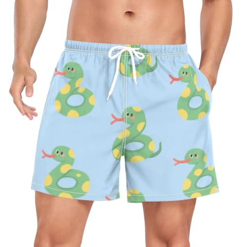 Bañador de secado rápido para hombre con estampado de serpiente azul