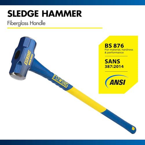Image of Estwing 12-Pound Hard Face Sledge Hammer for Demolition /Stake Driving, 50-55 HRC, 36-Inch Fiberglass Handle, Overstrike Protection, Textured Grip