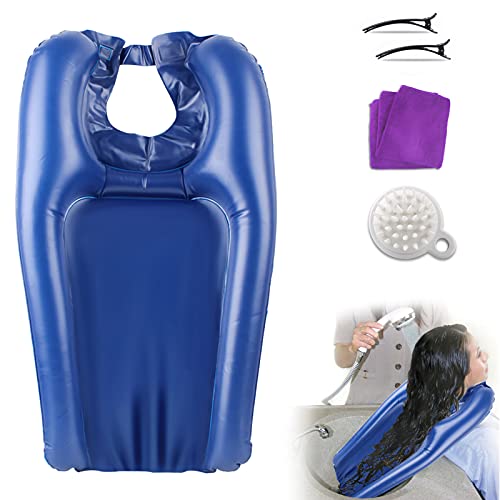 Portable Shampoo Bowl, Hair Washing Tray for Sink at Home,Inflatable Hair Washing Sink Made for Handicapped, Bedridden, Kids, Seniors, Adjustable Strap, No Spills,Hair Washing Tray