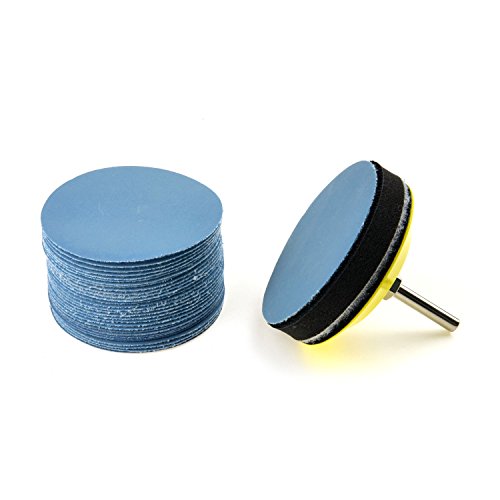 3 Inch 5000 Grit Aluminum Oxide Waterproof Wet/Dry Hook and Loop Sanding Discs with a 1/4 inch Shank Backing Pad + Soft Foam Buffering Pad for DIY Woodworking, 30-Pack