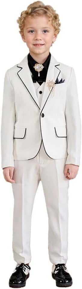 Boys Wedding Suit Ring Bearer Outfit Baptism Outfit 3 Piece Kids Tuxedos Kids White Suits