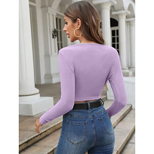 Image of GLARE & BLAIR Sweetheart Neck Lace Trim Long Sleeve Regular Fit Ribbed Tops for Women