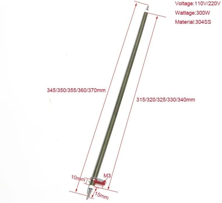 2pcs/lot 110V/220V 300W Straight Electric Oven Heating Element Tube,Compatible For SNDHEATER, 6.6mm * 345/350/355/360/370mm With Round Metal Sheet(110V 1pcs,300W 360mm 330mmL)