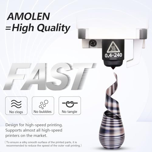 Image of AMOLEN Silk PLA 3D Printer Filament, Shiny Multicolor Rainbow PLA, 1.75mm, 1kg (2.2lbs), Black Pink White