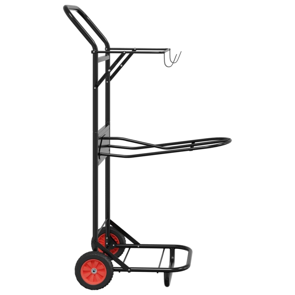 vidaXL Carrito de Silla de Montar Plegable Acero Negro, Carro de Silla de Montar, Carrito de Montura, Estante portátil sobre Ruedas, Carro de arreos