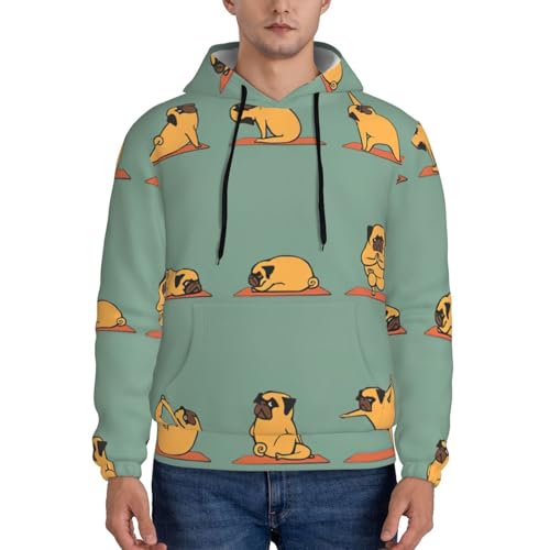 Yoga Pug Men'S Casual Sweatshirt Hoodie, Long Sleeve Hooded Pullover With Pocket And Drawstring2