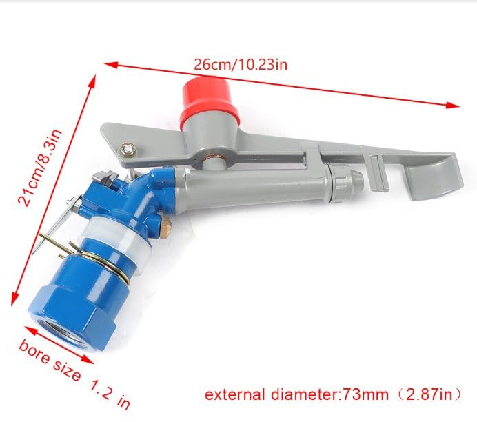 JooWing Garden Irrigation Sprinkler Large Impact Area Water Spray Gun 360 Degree Adjustable Sprinkler Large-Scale Industrial Gun Impact for Farms Orchards Tea Gardens (1 Inches Reinforced Version)