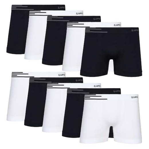 Kit 10 Cuecas Boxer Box Lupo Microfibra Sem Costura Original (BR, Alfa, GG, Regular, Preta e branca)
