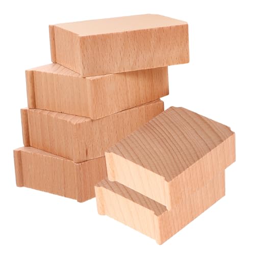 BESTonZON Wooden Train Track Bridge Supports 6pcs Toy Train Bridge Risers for Elevated Tracks