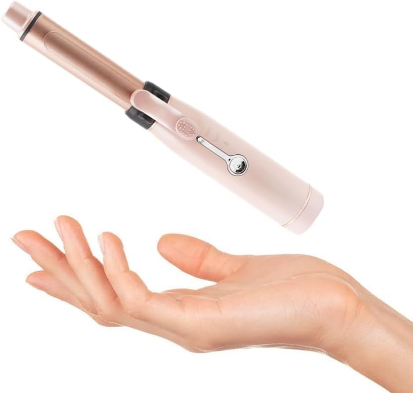 Portable Curling Wand Mini Cordless Curling Iron USB Rechargeable Ceramic Hair Curling Wand 2 Temperature Levels Curling Tongs Wet & Dry Use Travel Hairs Curler for Short Hair
