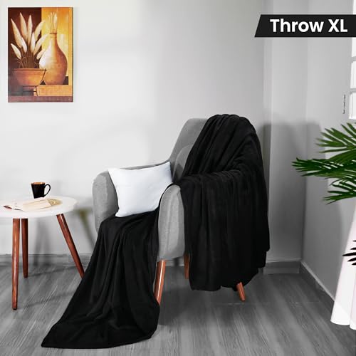 Image of Utopia Bedding Fleece Blanket Throw XL Size Black (50x70 Inches) Ultra Soft Warm Lightweight Anti-Static Cozy Blanket for Bed, Couch, Sofa and Chair, All-Season Home Decor Gift for Men & Women