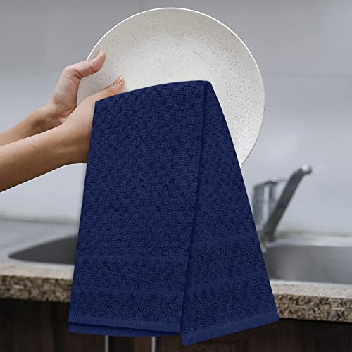 Ruvanti 100% Cotton Terry Kitchen Towels, Dish Towels For Kitchen, Washable Dish Cloths, Soft Tea Towels, Super Absorbent For Cleaning, Dishcloth For Quick Drying, 15X25, 6 Pack - Blue & White #TOP1