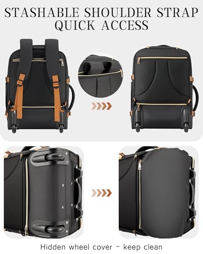 Carry On Backpack with Wheels for Adults, Airline Approved Rolling Backpack for Women, Foldable Bottom Travel Laptop Backpack4