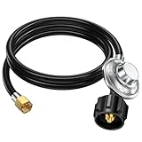 Alloxity Propane Regulator with Hose, 6FT Black Low Pressure Propane Hose, Brass Material, Grill Connector, 0-1Psi Regulator, Gas Grill Hose