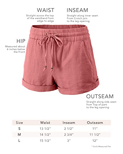 Urban Daizy Women's Linen Shorts - Casual Elastic Waist Rope Drawstring With Pockets Pull On Summer Beach Cuffed Hem Pants A11_10732 Ltblue S #TOP5