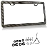 Gloss Black License Plate Frame,Carbon Fiber License Plate Frame,Black Metal License Plate Frame for