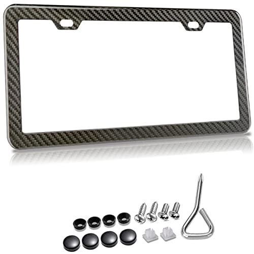 Gloss Black License Plate Frame,Carbon Fiber License Plate Frame,Black Metal License Plate Frame For Men,Slim License Plate Frame,Car Plate Frame #TOP3