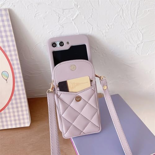 Étui portefeuille en cuir pour Samsung Galaxy Z Flip 3 avec porte-cartes et lanière d'épaule - 2