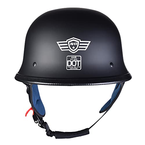 Ahr Motorcycle Helmet German Style Half Helmet For Bike Cruiser Scooter Chopper Half Face Helmet For Men Women Dot Approved, Run-G (Matte Black, Xl) #TOP3
