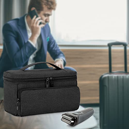 CURMIO Kulturtasche für Herren, Reise Kulturbeutel Kosmetiktasche für Männer, Tragetasche für Elektrorasierer, Barttrimmer, Haarschneider, Leere Tasche, Schwarz