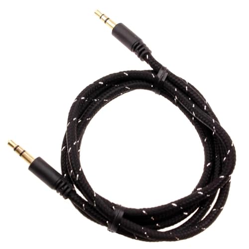 Aux Cable 3.5mm Adaptador Negro Trenzado 1m miniatura 1