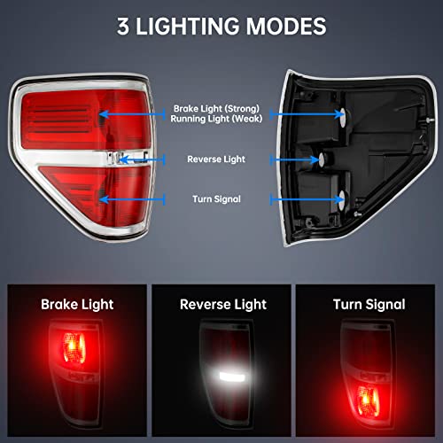 Okymotor Tail Lights Assembly Driver And Passenger Side Brake Light With 2009 2010 2011 2012 2013 2014 Ford F-150 Pickup Tail Lamp Red Smoked Tail Light #TOP2