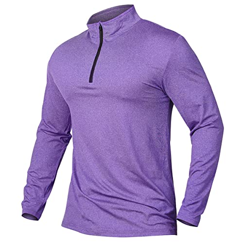 MANSDOUR Men's Quick-Dry Active Sports Shirts Quarter Zip Long Sleeve