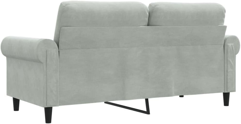 2-Seater Sofa Light Grey Velvet (100% Polyester) Living Room Furniture