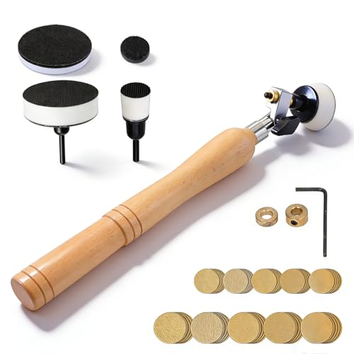 Kit Levigatrice per Ciotola, Manuale Levigatrice per legno con Ciotola Cuscinetti 1 Pollici e 2 Pollici, 50 Dischi Abrasivi, Bowl Sander Kit Levigatura Utensili con Testa del Mandrino Girevole