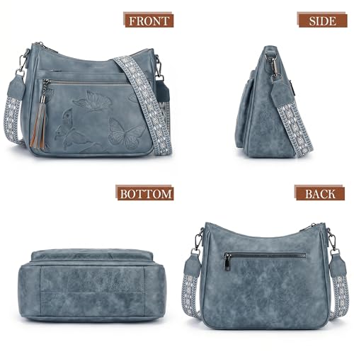 Image of BELTANA Crossbody Bags for Women Trendy Vegan Leather Hobo Purses Medium Butterfly Cross Body Purse with Wide Strap | Adjustable Strap