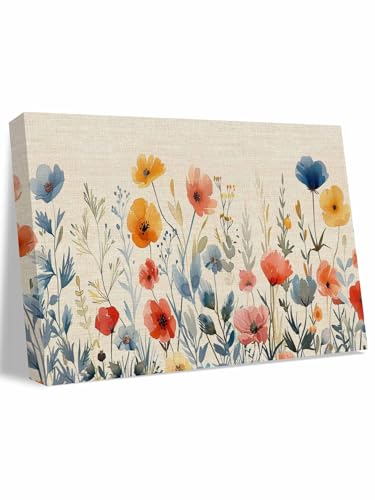 Blue Red Canvas Wall Art for Living Room and Yellow