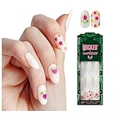 WICKED X imPRESS Press On Nails, New Improved Adhesive, Up To 10 Day Hold, ‘Beautifical’, White, Medium Oval, Includes 30 Fake Nails, 1 Prep Pad, 1 Manicure Stick, 1 Mini File