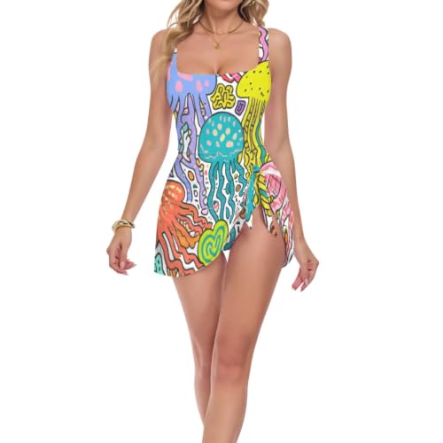 Maillot de bain amincissant une pièce motif méduses pour femme