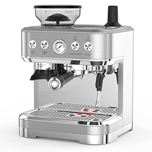 Aptliton Espresso Machine Latte & Cappuccino Coffee Maker With Integrated Bean Grinder 2.3 L Water Tank 15 Bar Italian Pump With Milk Frother