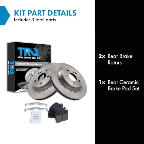 Image of TRQ Rear Brake Pad and Rotor Set Ceramic Compatible with 2000-2002 Mercedes-Benz CL500 S430 S500