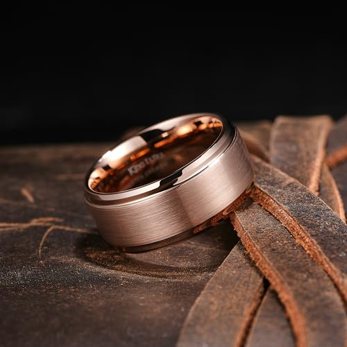 Image of King Will Classic Tungsten Wedding Band for Men, 6 /7 /8 /9 /10mm Widths, Polished Finish Step Edge Matte Rings Comfort Fit