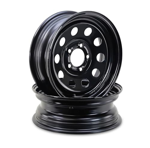 LIBRA 15 x 5 Trailer Wheels 5 Lug on 5 Bolt Pattern Black Mod Set 2-17027