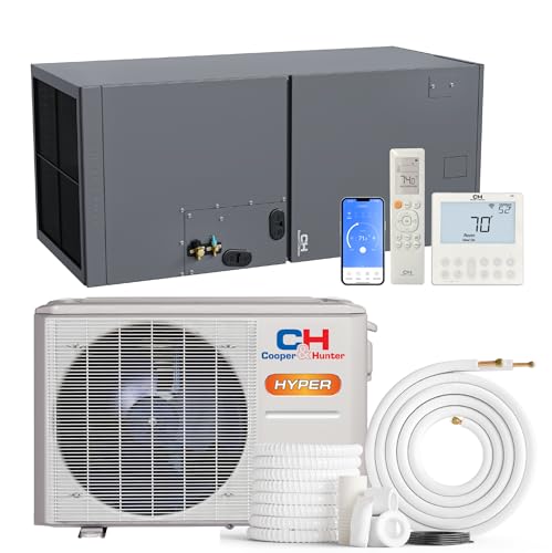 Cooper & Hunter Hyper 18,000 BTU Single Zone Central Mini Split Air to Air Heat Pump System – 1.5 TON Multi-Position Air Handler Unit – 18 SEER – 25FT Installation Kit – 230V